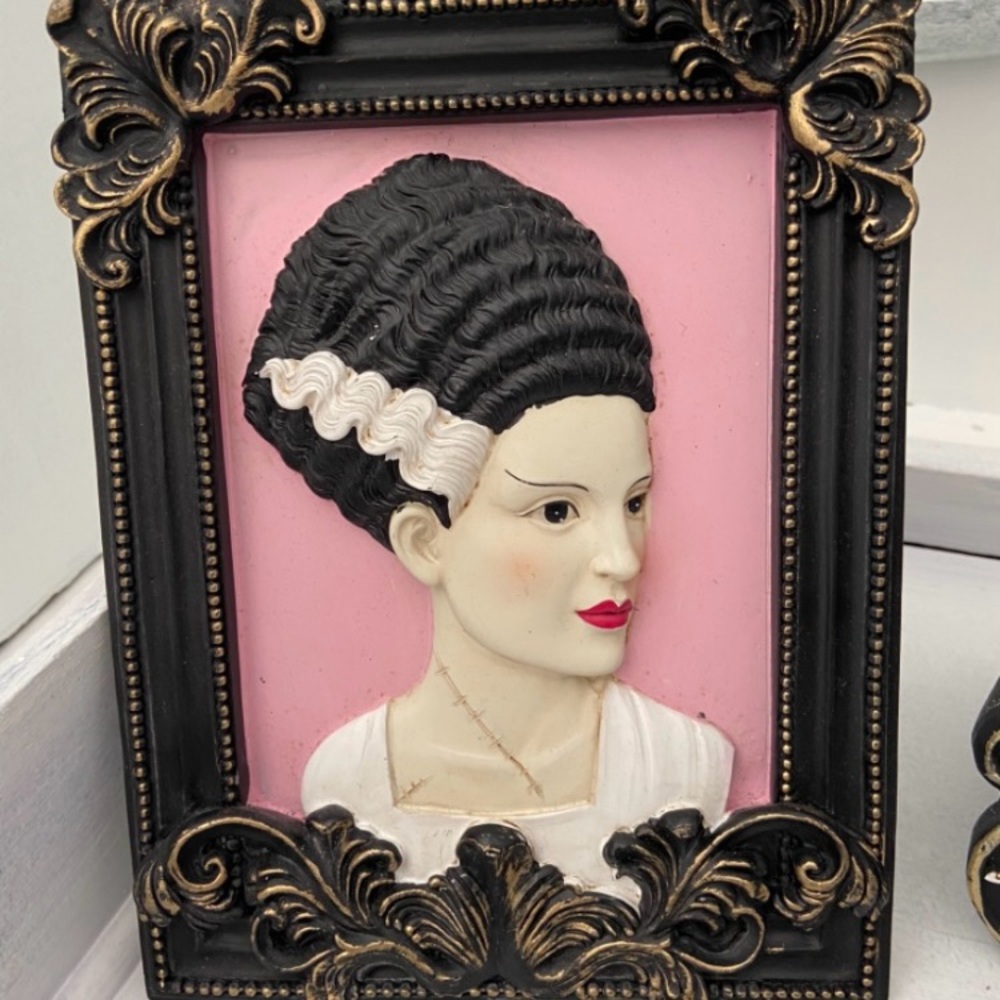 Vintage Style ceramic Bride of Frankenstein Portrait Wall Art